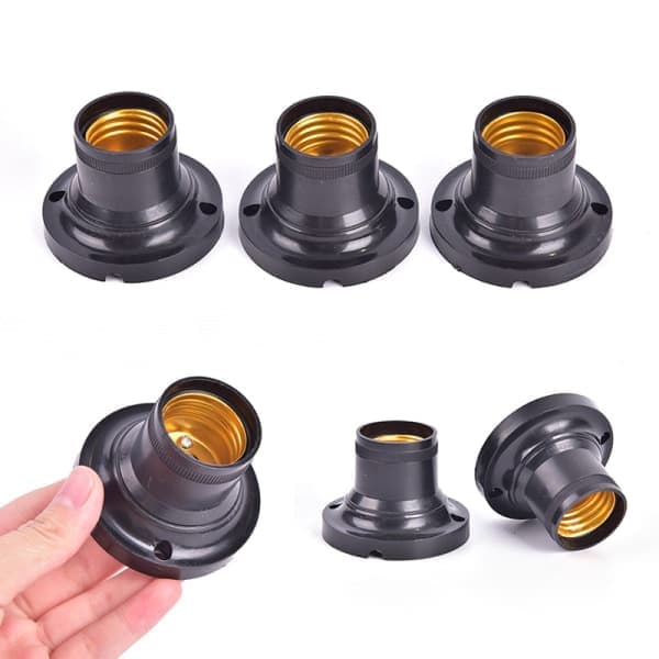 10 stk. E27 Lampe Sokkelholder LED Lampe Adapter Fitting Svart