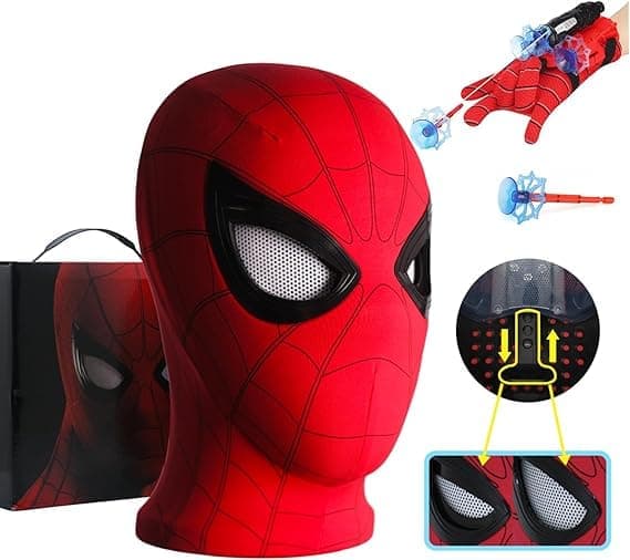 Maske Spiderman Hodeplagg Cosplay Bevegelige Øyne Elektronisk Maske Spider Man 1:1  Hakekontroll Elastiske Leker For Voksne Barn Gave