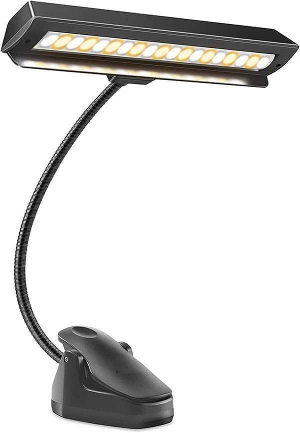 Notestativlampe - 19 LED Profesjonell Musiker, Clip On Lampe for Notestativ, USB Oppladbar Pianolampe, 9 Nivåer Dimbar, Perfekt for Piano