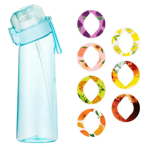 Vannflaske med smak og 7 smaks kapsler Air Water Up Flaske Frostet Svart 650ml Air Starter Up Sett Vannkopp for Camping Spo-KK2-