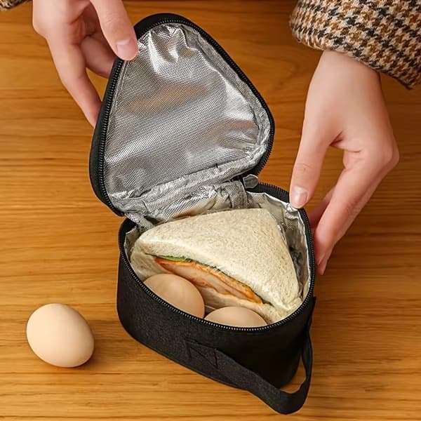 Trekantet mini termisk veske, bærbar liten matpakke i aluminiumsfolie, håndholdt isolert matoppbevaringspose, skolematsveske