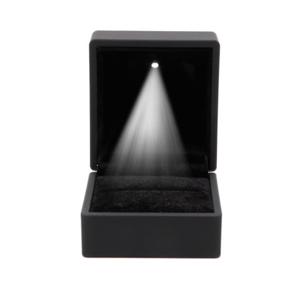 LED Lys Ringboks Forlovelsesringboks SVART
