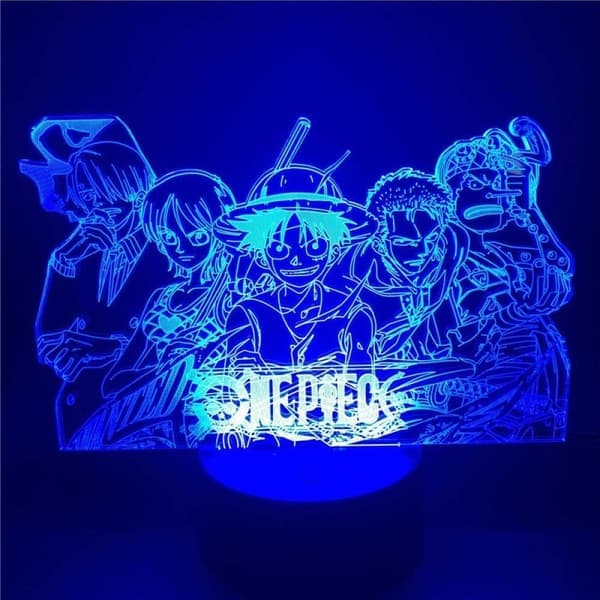 One Piece Anime 3D nattlys for barnfans 16 farger dekorlampe med fjernkontroll - Manga figur 3D illusjonslys for barn gutter