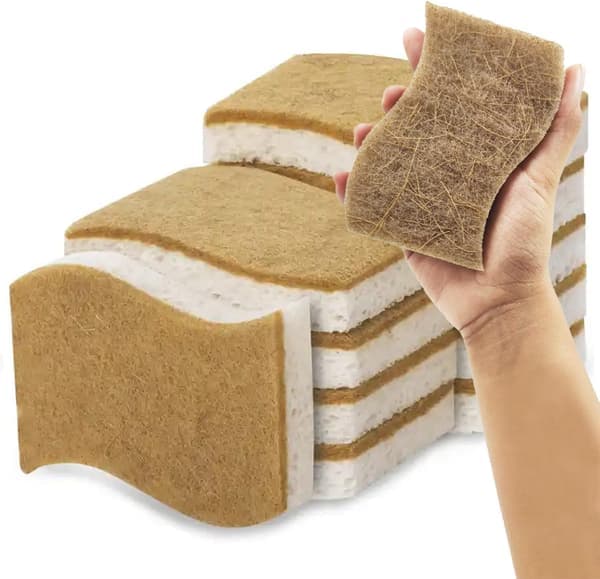 Biologisk nedbrytbar svamp, 12-pakning miljøvennlige svamper av trecellulose og kokosfiber - Kraftig skrubb for oppvask, kjøkken og H