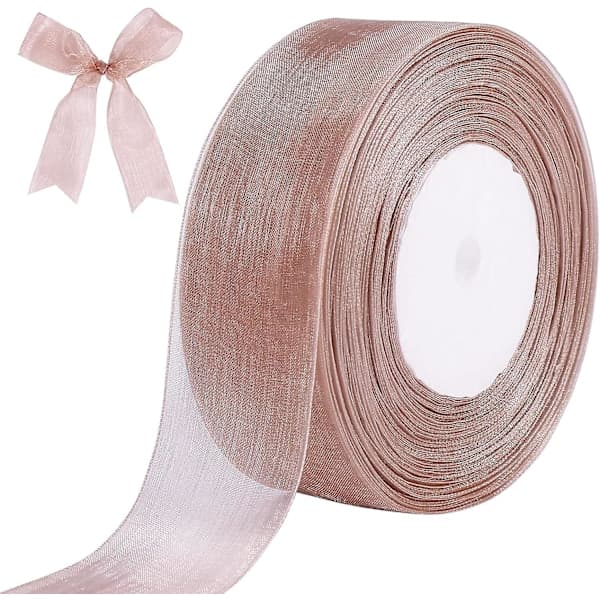 Champagnefarget, transparent bånd, 40 mm x 45 m – for gaveinnpakning og håndlagde prosjekter.