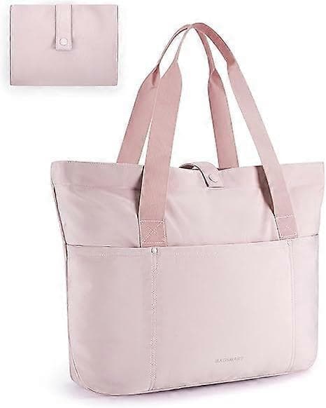 Tote Bag for Kvinner, Sammenleggbar Tote Bag, Håndvesker og Skuldervesker med Glidelås for Reise, Strand, Gym, Arbeid, Skole Rosa