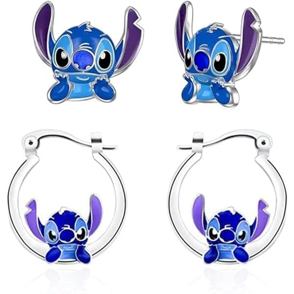 Stitch øredobber for jenter, Anime øredobber Nibs Blå søte øredobber i rustfritt stål for kvinner Øredobber Øredobber for tenåringsjenter