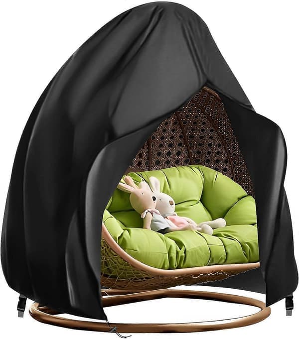 Eggstoldeksel for 2 personer, Vanntett deksel for hengestol på terrassen, Stort deksel for eggstol i kurv, 231 x 203 cm