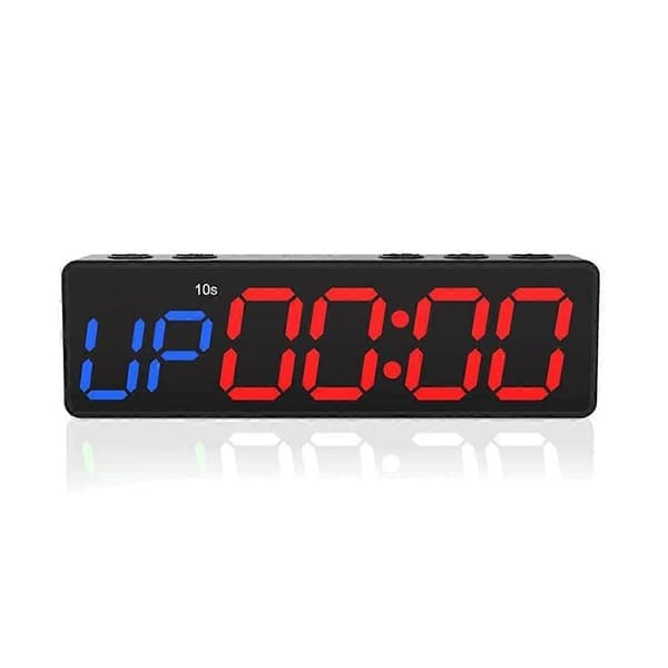 Treningsklokke med batteri, bærbar mini-gymtimer med innebygd magnet for hjemmegym, programmerbar