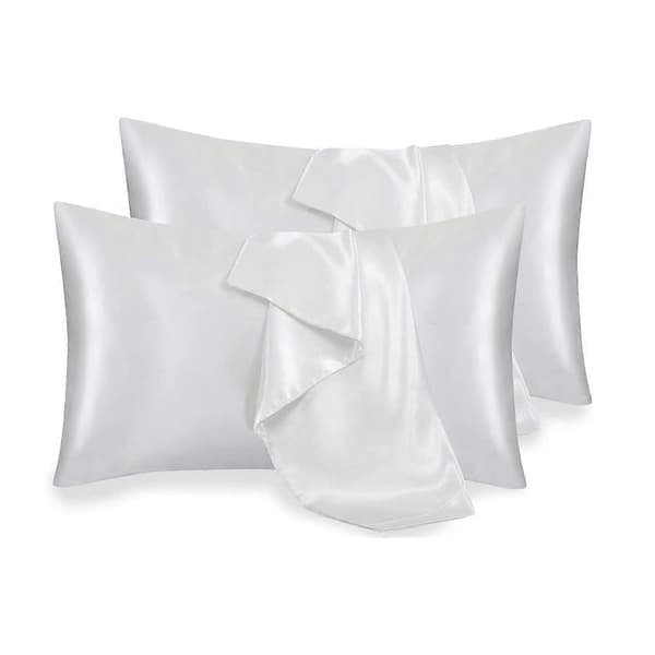 Sateng Putetrekk for Hår og Hud Silkeputetrekk Hvite Myke Putetrekk 4 Pakke 51x76 cm med