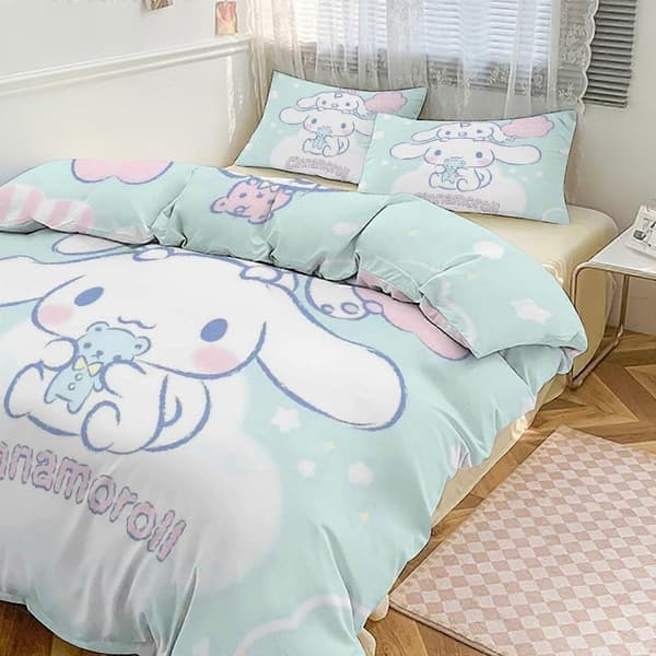 Kt351 Cinnamoroll Sengesett for barn, menn og kvinner, full størrelse, dynesett 3 stk sengesett 1 dynetrekk og 2 putetrekk-xp Tp351