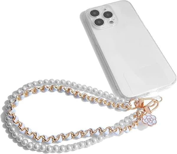 Telefonanheng Anti Lost Telefonarmbånd Perlekjede Telefonkjede Doble Kjeder Håndleddsstropper for Nøkkelring Telefon Lommebok Kamera