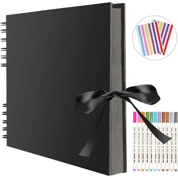 Stor Scrapbook, Scrapbook Med 80 Sider Svart Kraftpapir For