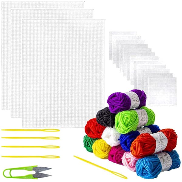 Sett med 33 pakker plastlerret for broderi
