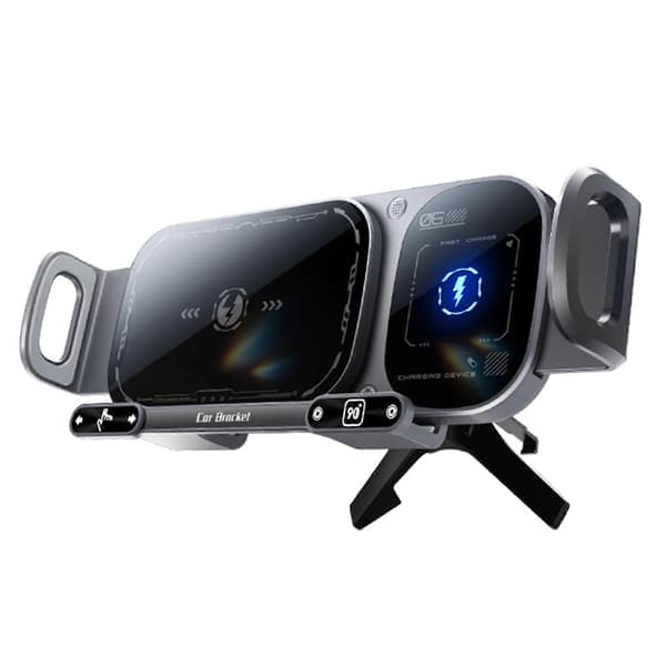 15W Trådløs Billader for Sammenleggbare Telefoner, Hurtiglading Feste Biltelefonholder for Samsung Z Fold/Flip & Huawei