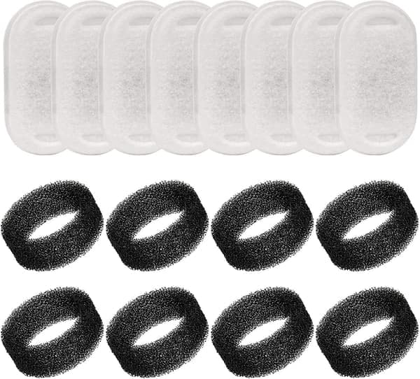 Kattfontenefilter, 16 stk erstatningsfilter for katt- og hundefontener, aktivt kullfilter for kattfontene 3,2 l rustfritt stål (8+8 stk)