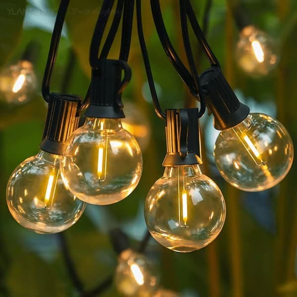G40 Lyslenke — Retro Utendørs Camping LED-lys — Utendørs Terrasselys (20 Meter, 30 Pærer)