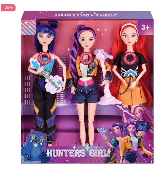 3x Sining Kpop Demon Hunters Fidget Toy - Rumi Mira Zoey Comfort Dolls, Bursdag, Med Temamusikk