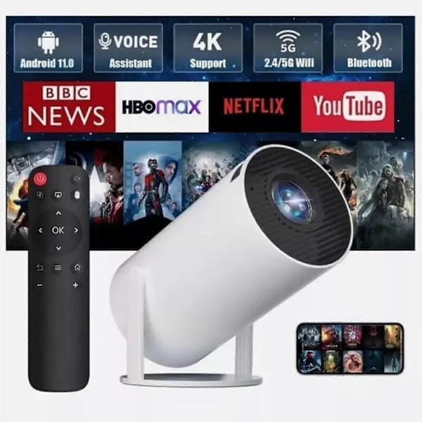 Høykvalitets Ny 5G 4K Projektor Smart HD LED WiFi Bluetooth HDMI USB Android Hjemmekino[ch]