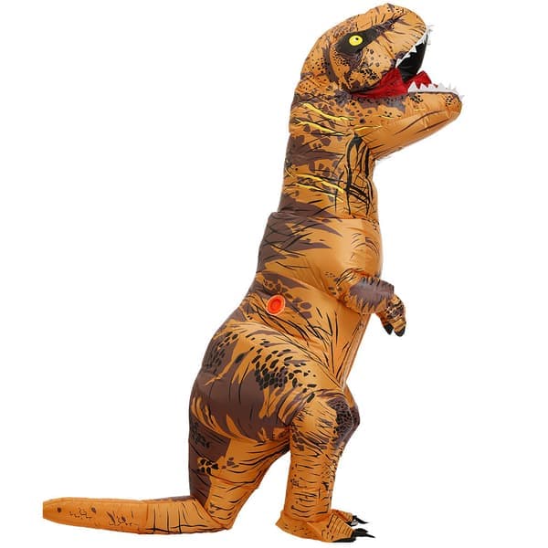Påsketilbud! Høykvalitets Oppblåsbar T-Rex Dinosaurkostyme Halloween Kostyme for Voksne (Brun)