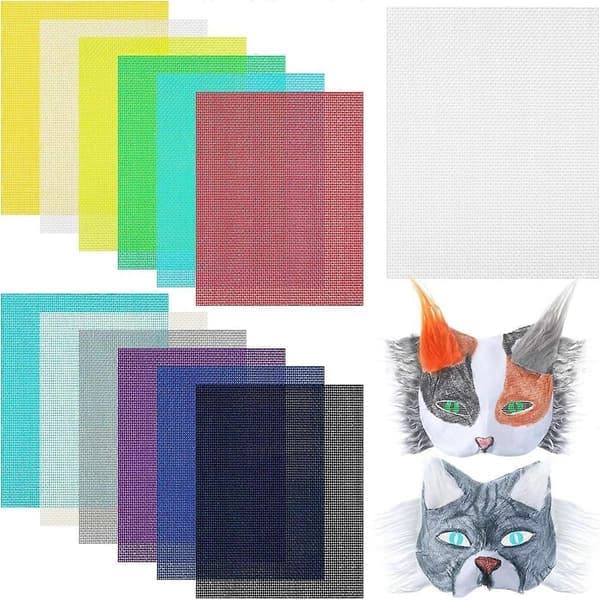 12 stk. Øyenett 20x15 cm DIY Therian Maske Materialsett Plast Øyenett Ark for DIY Håndverk Lagsett
