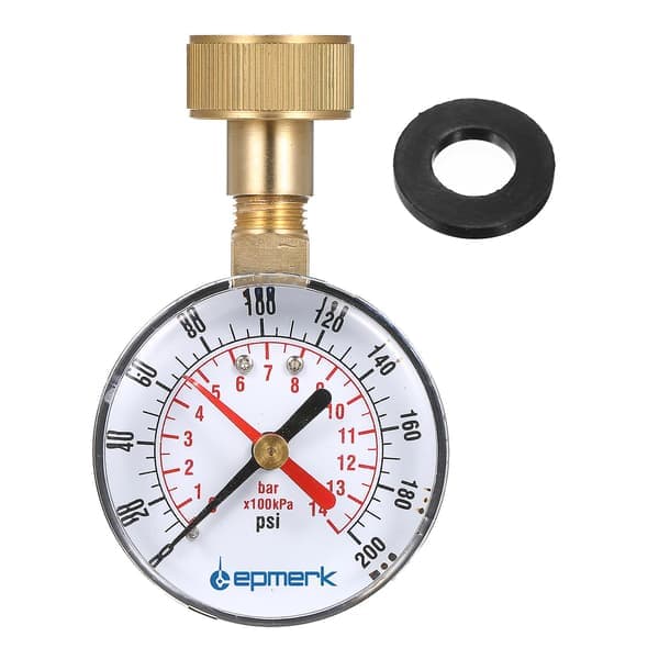 Lepmerk 2- 1/2'' trykkmåler Vann trykk testmåler 3/4'' hunn slange gjenge 0-200 Psi med rød peker