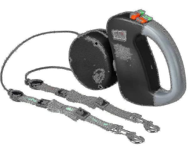 Dobbel Dobbel Leash for Hunder, Inntrekkbar Hundeleash Dobbel Leash for To Hunder Hundeleash 2 Hunder Dobbel Leash, svart