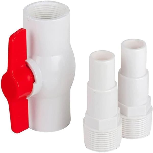 AR512 På/Av ventiladapter for 38 mm og 32 mm slangediameter, kuleventil med T-håndtak, adapter for bassengvannavstengning