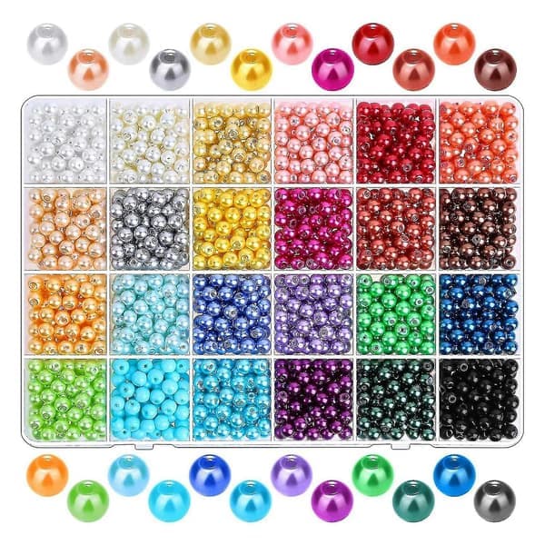 1680 stk 6 mm 24 farger runde perler med hull til smykkeproduksjon løse perler til smykkemaki