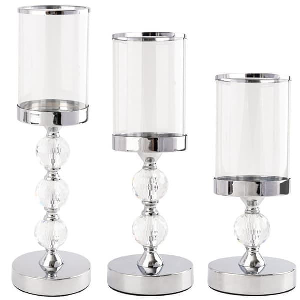Ljuslyktor 3-set - Kromade glasljushållare