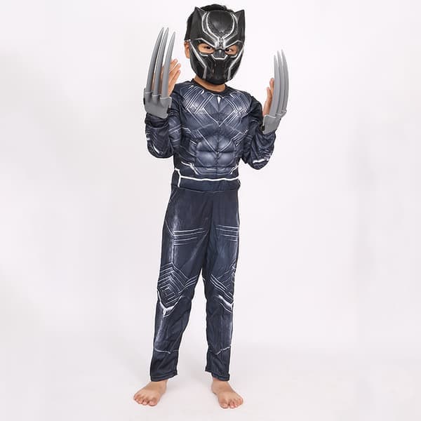Black Panther Kostyme for Barn - Superhelt Jumpsuit, Halloween Rollespill Maske/Ulveklo Props, Wakanda Forever