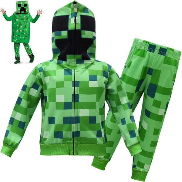 2-pakning Minecraft-klær for barn, langermet genser med hette og bukser-Xin.i