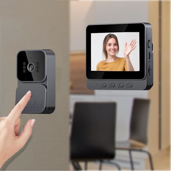 Ring Dørklokke Trådløs Intelligent Visuell Dørklokke, Trådløs Visuell Dørklokke, 4,3 Tommers Skjerm, Hjem Intelligent Toveis Intercom,