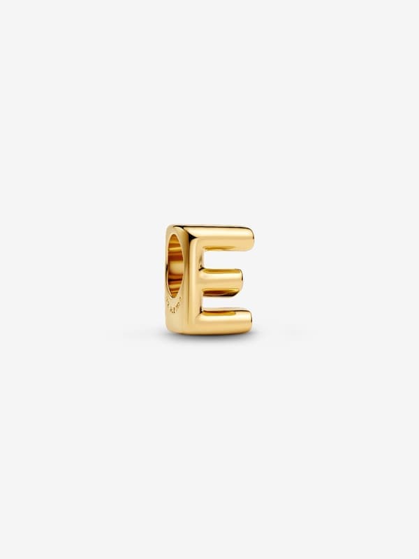Pandora - Bokstav E Alfabet Charm - 14k gullbelegg