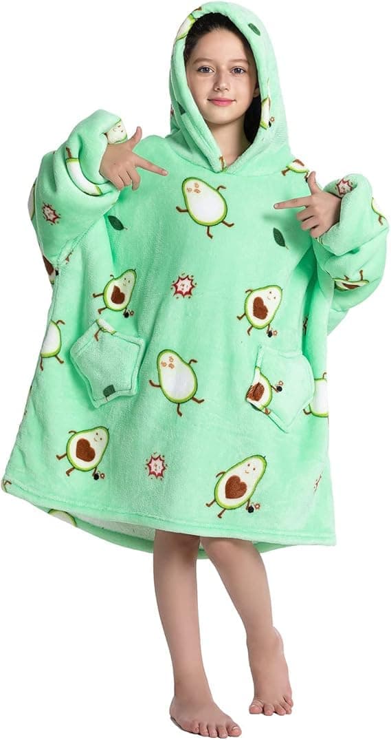 Oversized Teppehettegenser, Jenter Gutter Myk Fleece Brukbart Teppe, Sherpa Fluffy Stor Hettegenser for Tenåringer