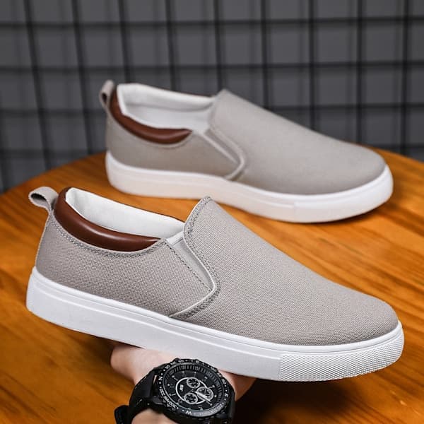 Herresko i store størrelser, Canvas sko, Herre Lazy Slip-on Casual Board Sko, Herreklær Sko Casual Sko Grå 41