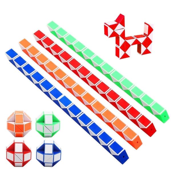 Terningleke - 12 stykker magisk hastighetskube slangekubepuslespill magisk slangekube 3d Iq-leke for barn og voksne (tilfeldig farge)