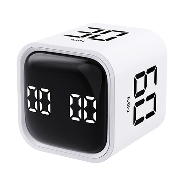 Produktivitetskube-timer med gravitasjonssensor, reversibel LED-skjerm, 4 forhåndsinnstilte tider, doble moduser, tidskontroll, nedtelling,