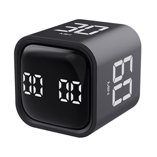 Produktivitets kube-timer med gravitasjonssensor, reversibel LED-skjerm, 4 forhåndsinnstilte tider, doble moduser, tidskontroll, nedtelling,