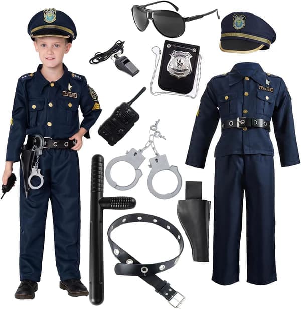 Halloween politi kostyme sett for barn rollelek utkledning kostymefest cosplay politiklær