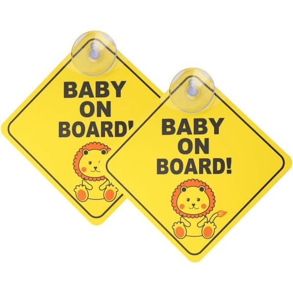 2 stk. Baby om bord-skilt for bil, magnetisk varselskilt for barnesikkerhet, baby om bord-skilt med sugekopp (gul)