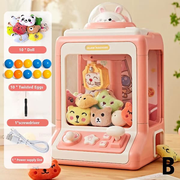 Automatisk fangst dukke maskin leketøy for barn mini tegneserie spill klo kran maskiner med lys musikk barn leketøy gaver E7x8