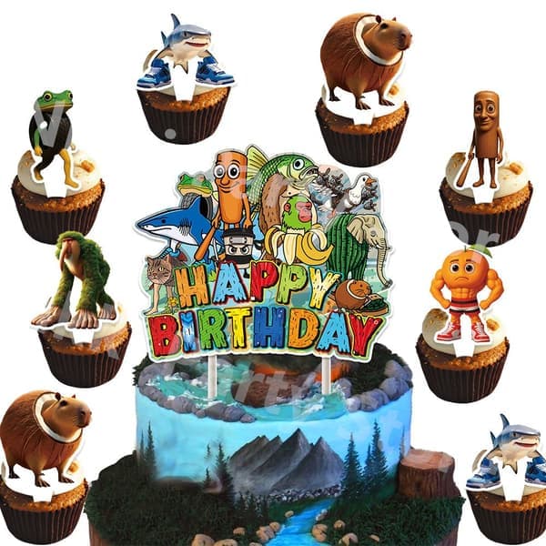 Italiensk Brainrot Kakepynt Cupcake Toppers Bursdagsdekorasjon Jenter Barn Gutt Festdekorasjoner Baby Shower Party Fav