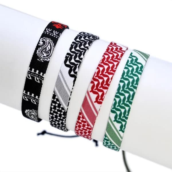 4 stk. Palestina Arabisk Skjerf Vevd Armbånd For Kvinner Menn Etnisk Bølgete Prikk Farget Bånd Armbånd Håndlagde Smykker