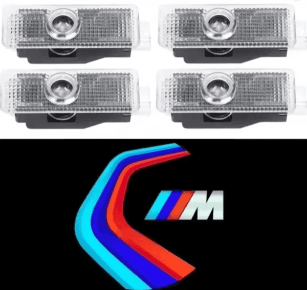 BM-W 4 stk LED HD dørvelkomstprojektorer med laserlamper for BM-W E90 E60 E46 E93 F20 F21 F30 F31 F32 F33 F34 F15 F10 F01 F11（D）
