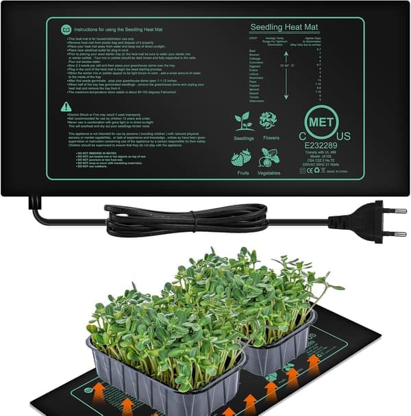 Varmematte for planter, 25 cm x 52,5 cm, reptil-varmematter, varmematte for stiklinger, spiring og kjæledyr, 21 W varmematter, varmepute (EU