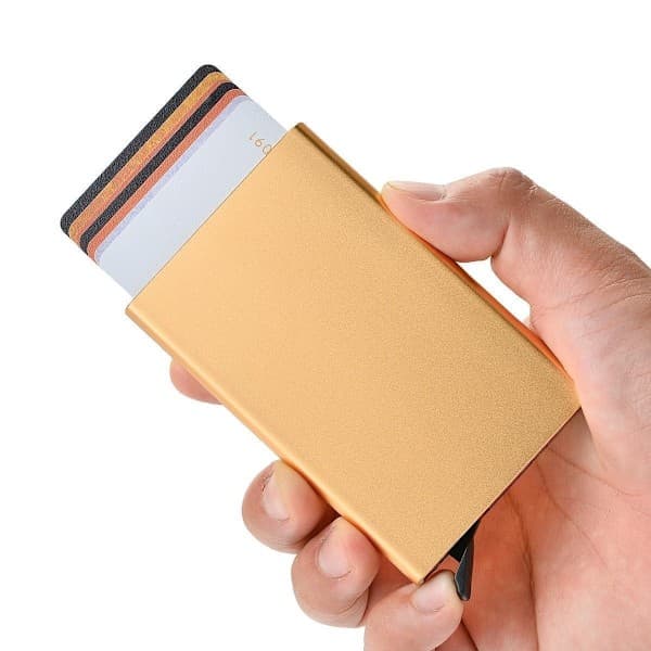 Korthållare med RFID-skydd . Pop-up
