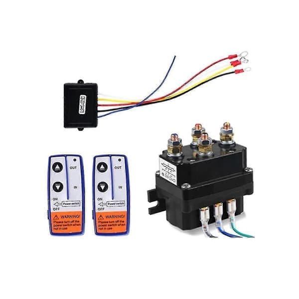12V 250A Vinsj Fjernkontrollbryter Vinsjkontroll Solenoid Relé Dobbelt Fjernkontrollsett Bil Motorsykkel Terrengkjøretøy