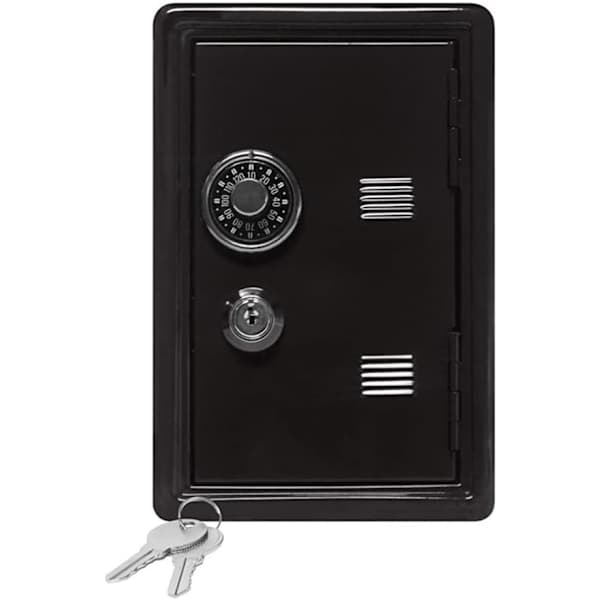 Barnesikker mini sparegris med lås, pengeboks (svart 12 * 10 * 18cm)