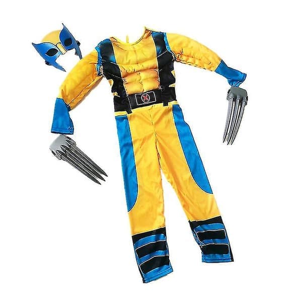 Wolverine-kostyme for barn - Superheltdrakt for gutter - Halloween-kostyme for barn - Cosplay-maske/ulveklør - Fantasy-G